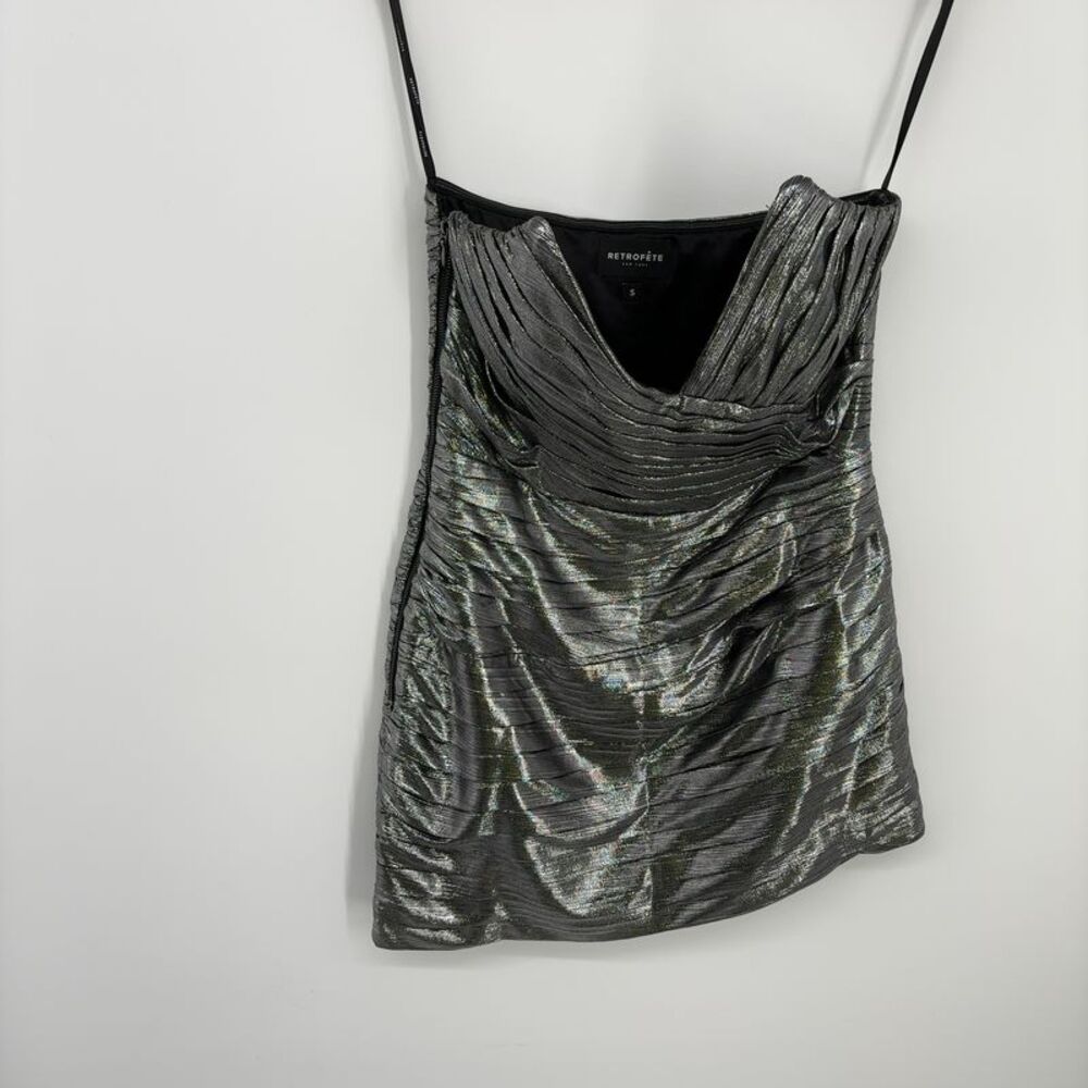 Retrofete Metallic Dress with Blue Heels